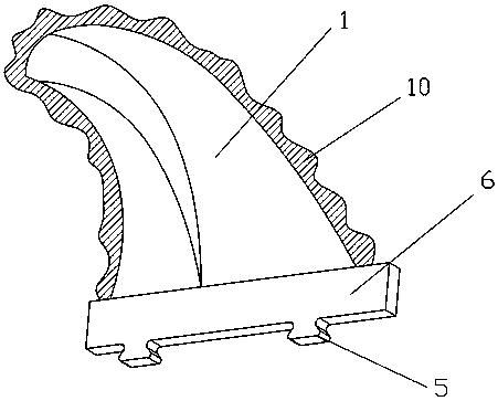 A surfboard fish fin trimming pattern