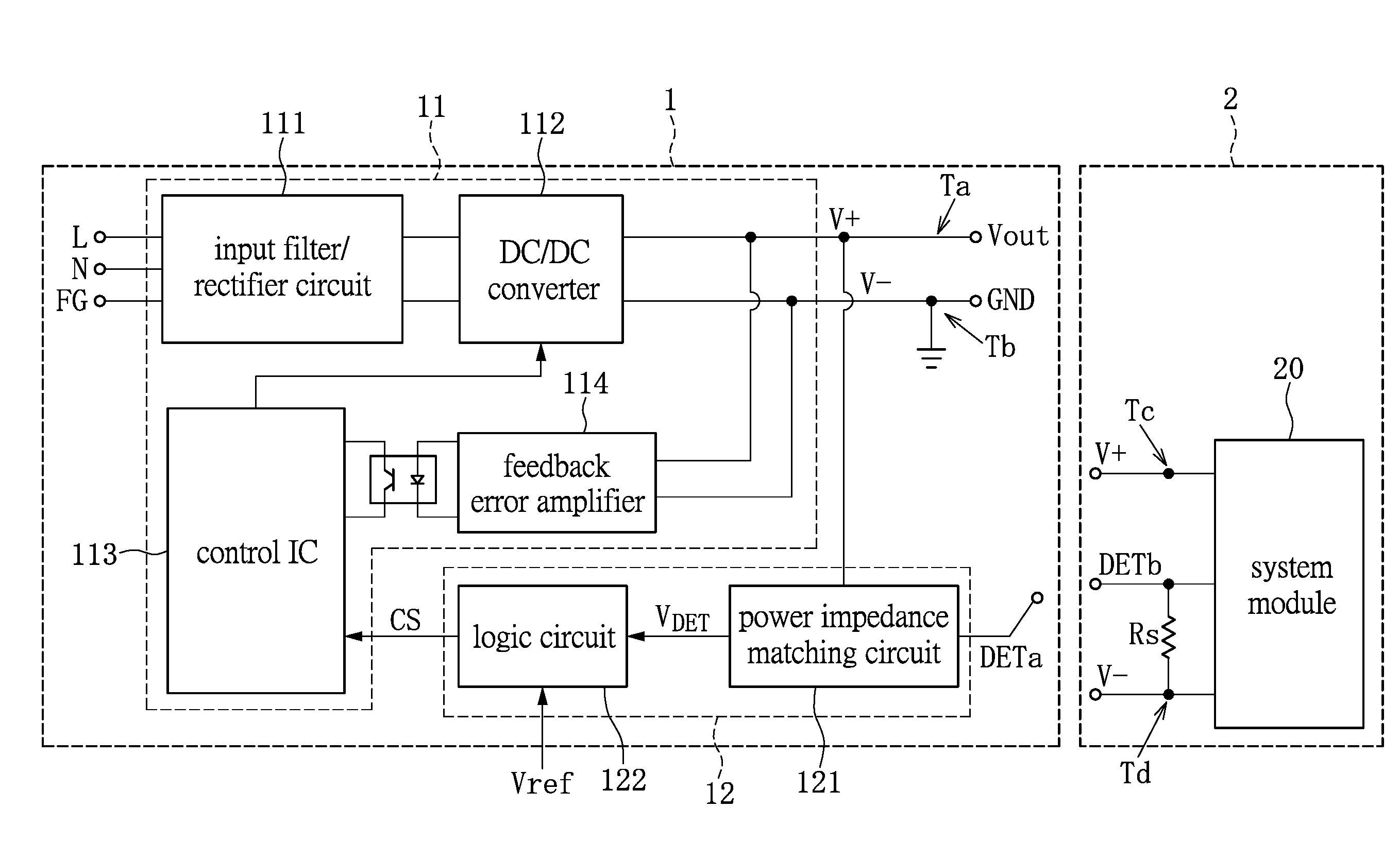 External power supply and system connection detection unit applied thereto