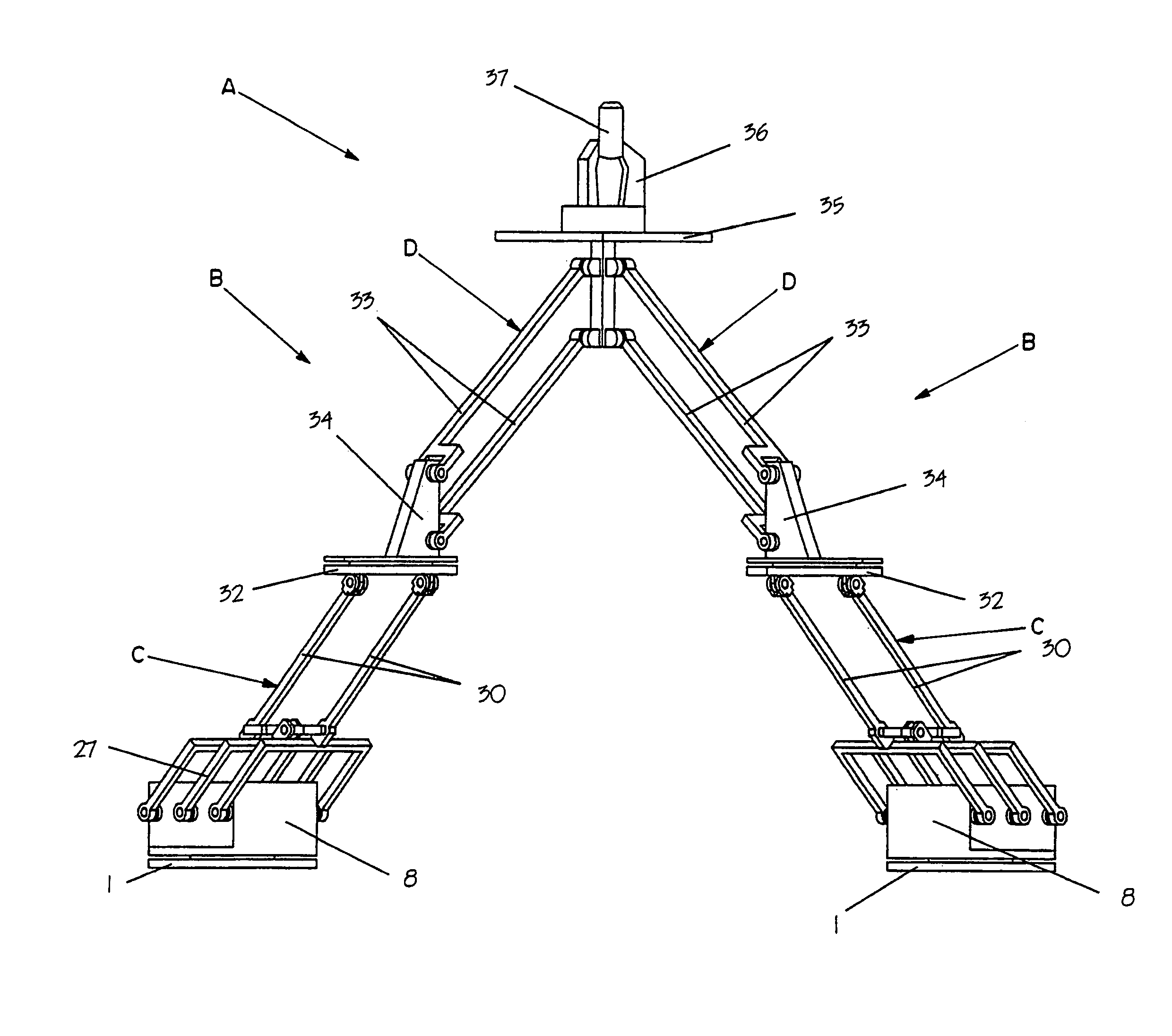 Four-degree-of-freedom parallel manipulator for producing Schönflies motions