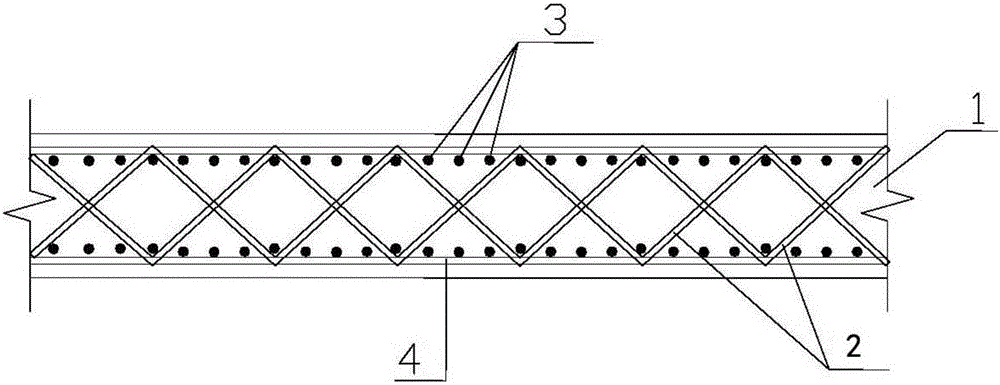 Shear wall with continuous zigzag tie bar structure