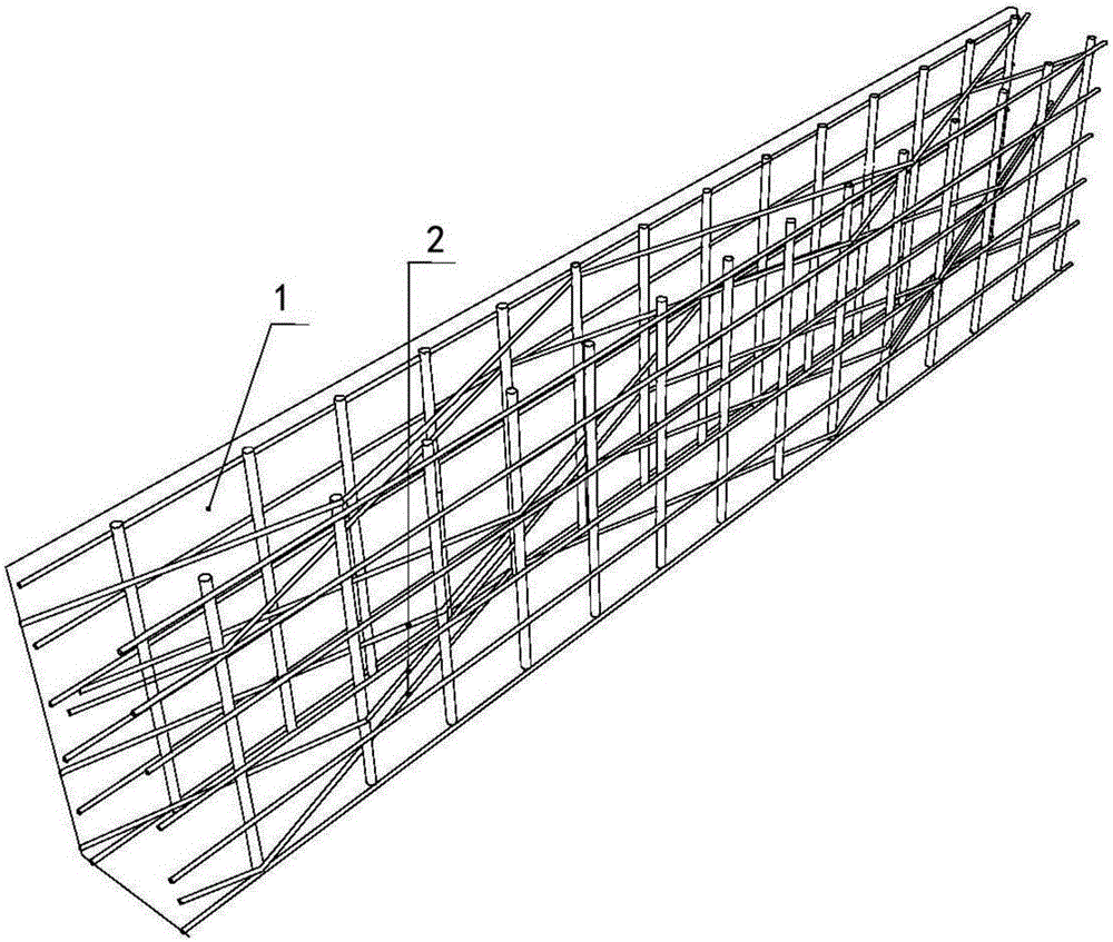 Shear wall with continuous zigzag tie bar structure