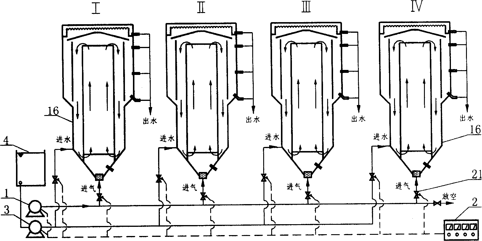 Sequential air lifting circulation waste water biological treatment reactor and its process