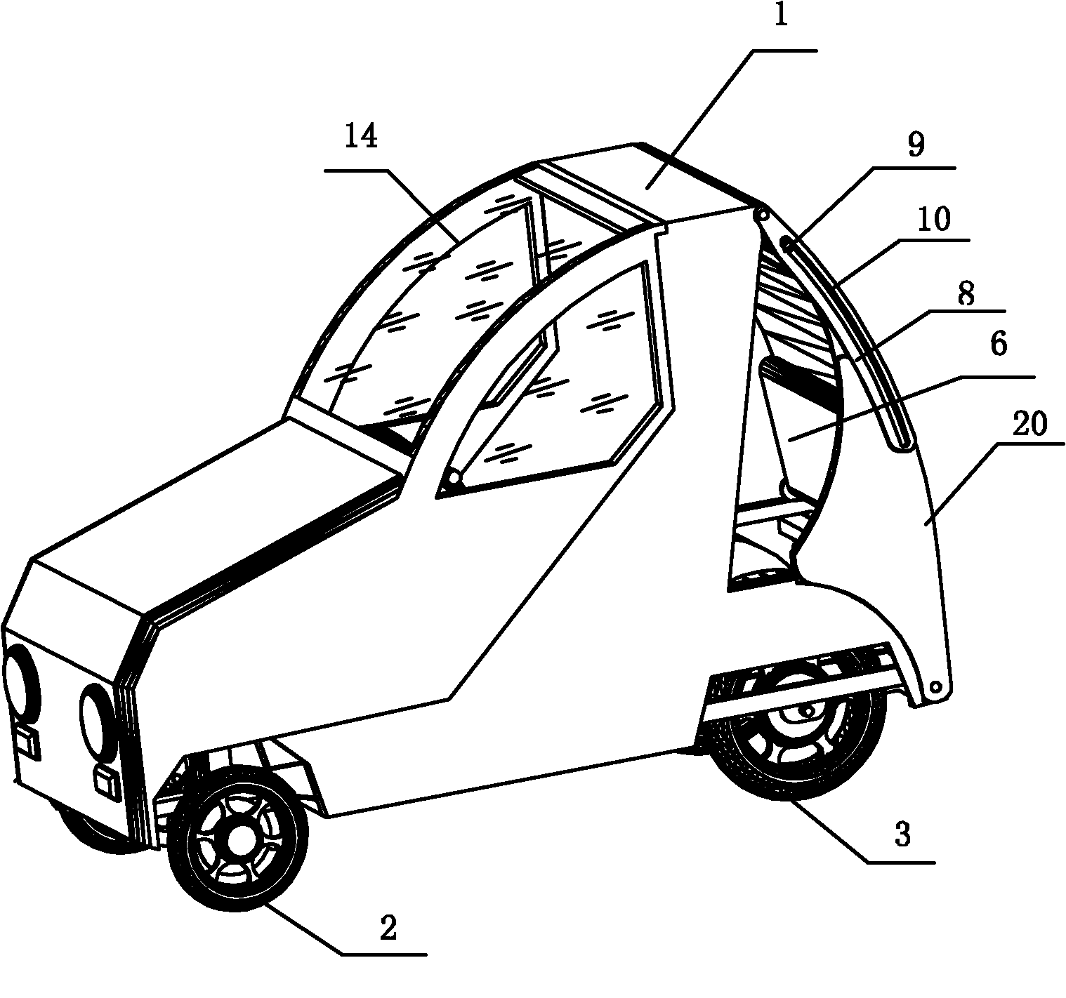 A foldable double row seat four-wheel electric vehicle