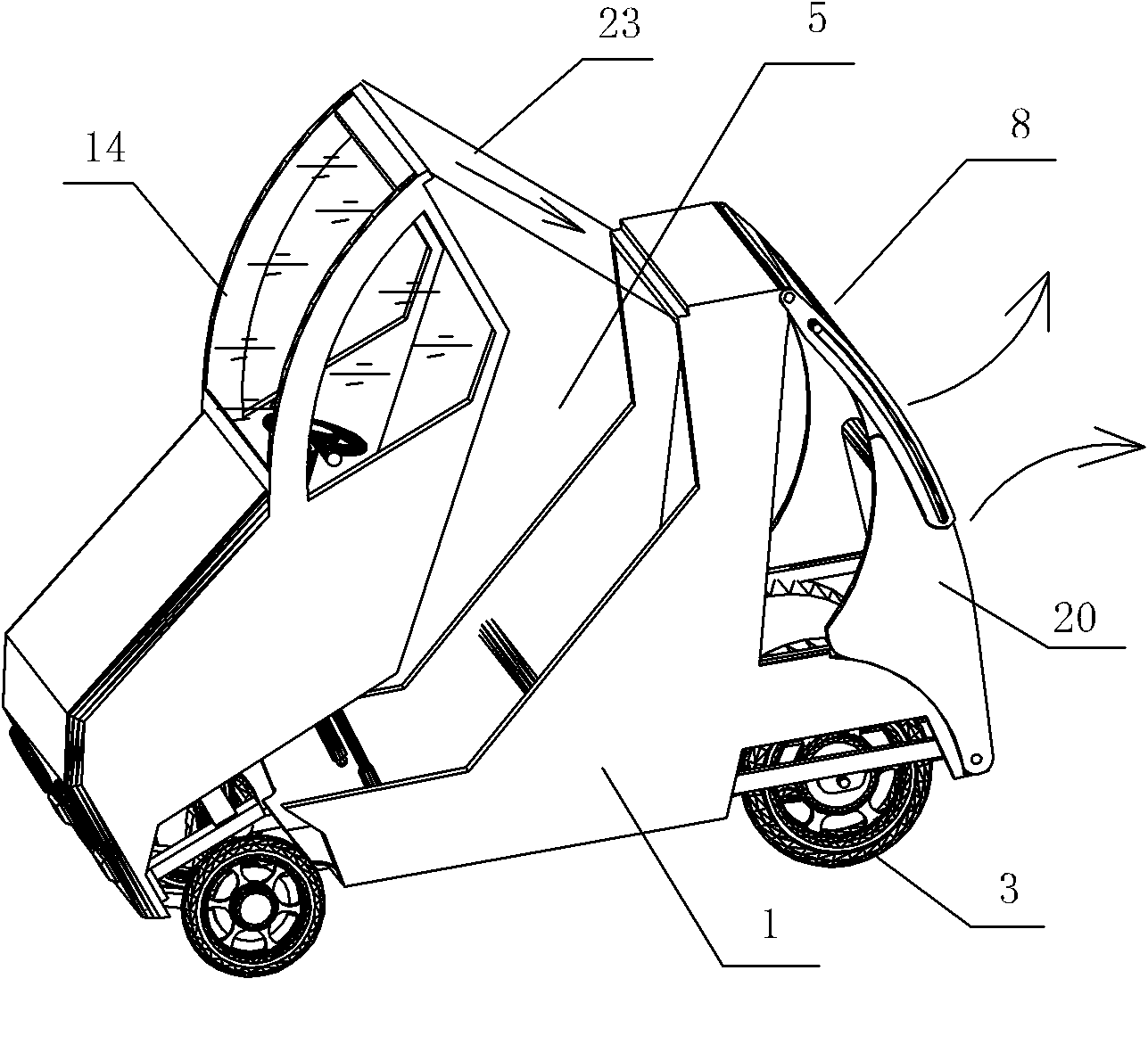 A foldable double row seat four-wheel electric vehicle