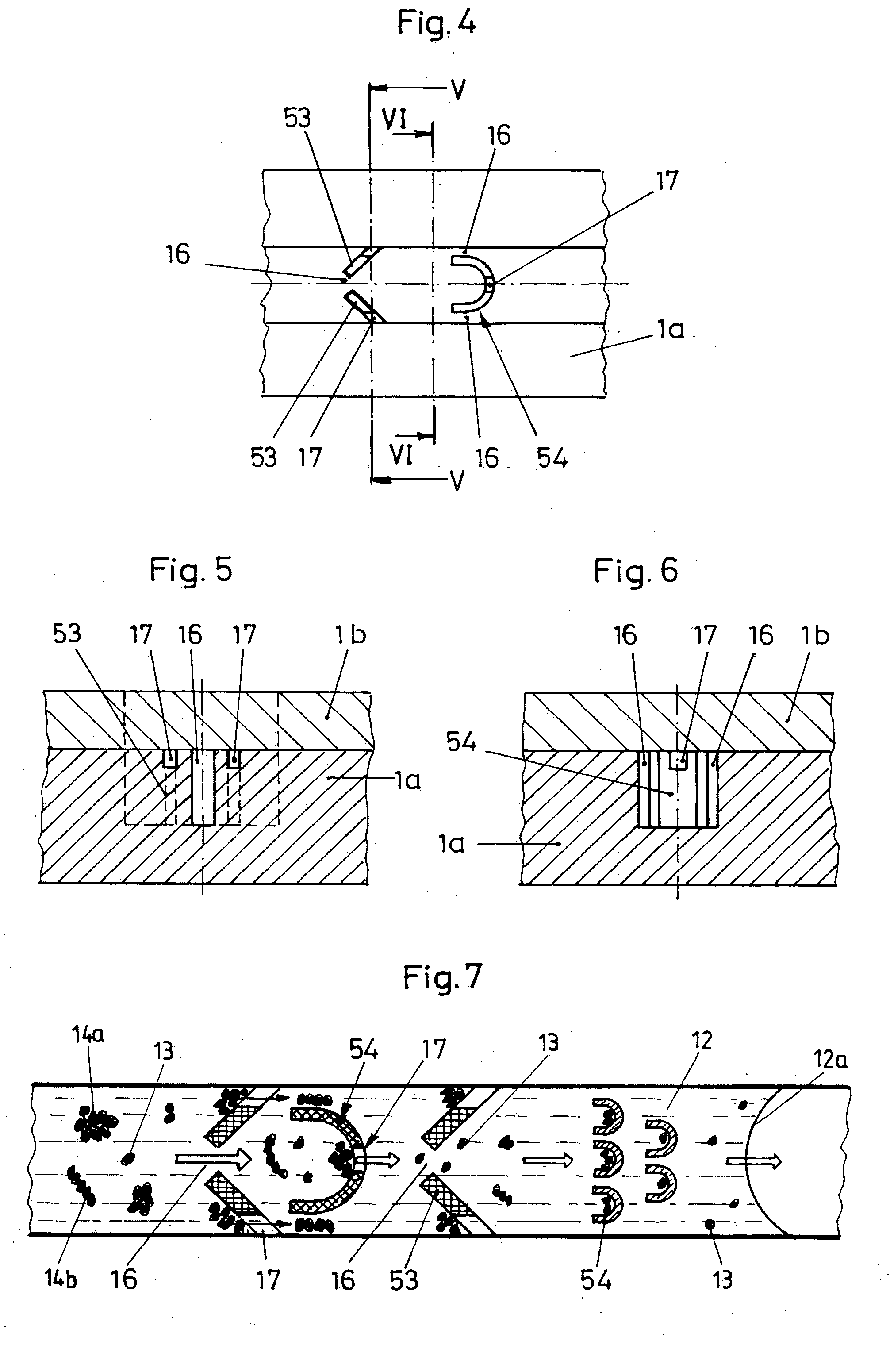 Microstructured separation device, and method for separating liquid components from a liquid containing particles