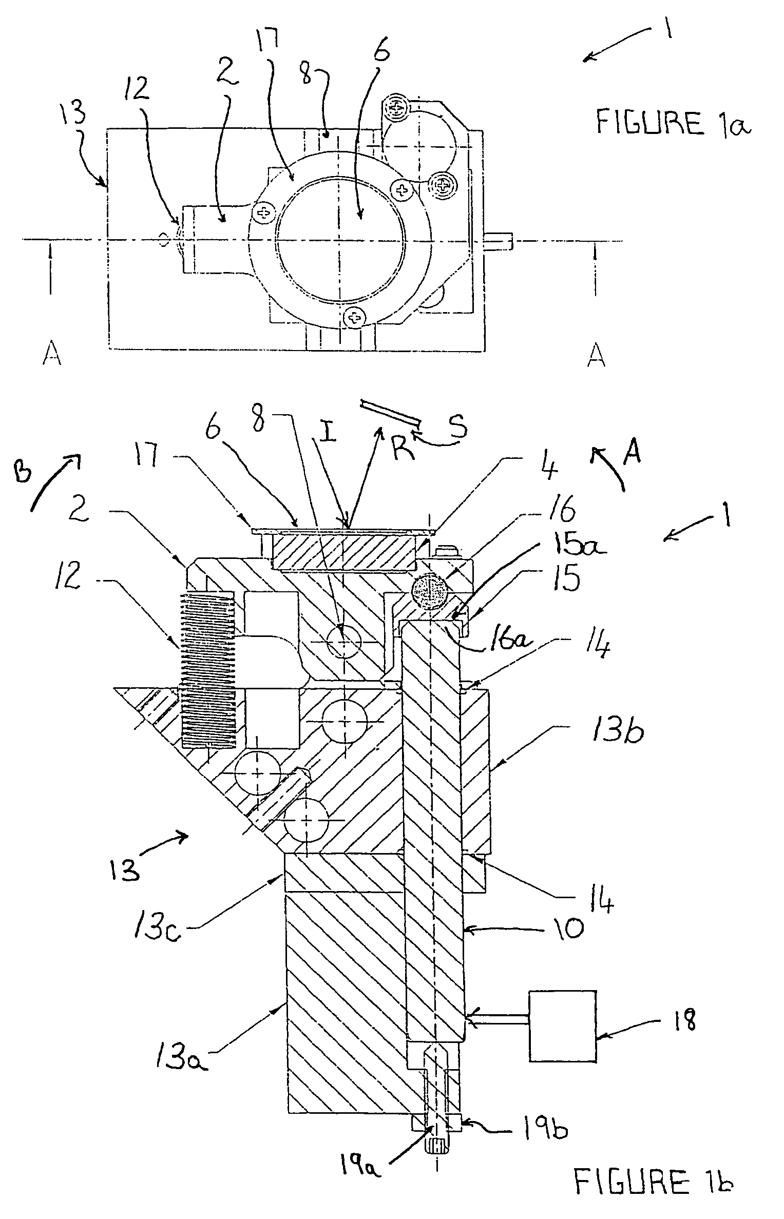 Scanning device and method of scanning an optical beam over a surface