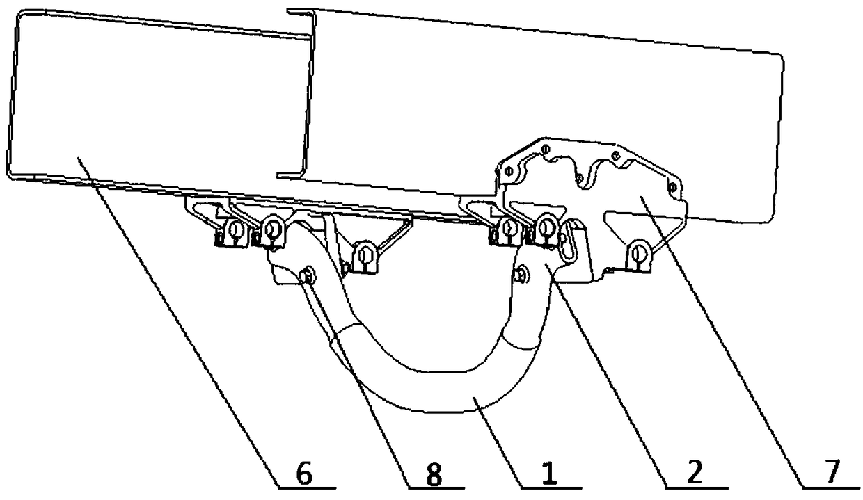 Arc-shaped beam connected with bottom of vehicle frame