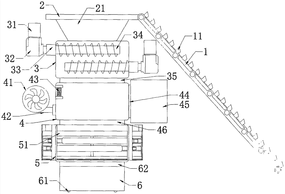 Medical waste crushing treatment device and treatment process adopting same