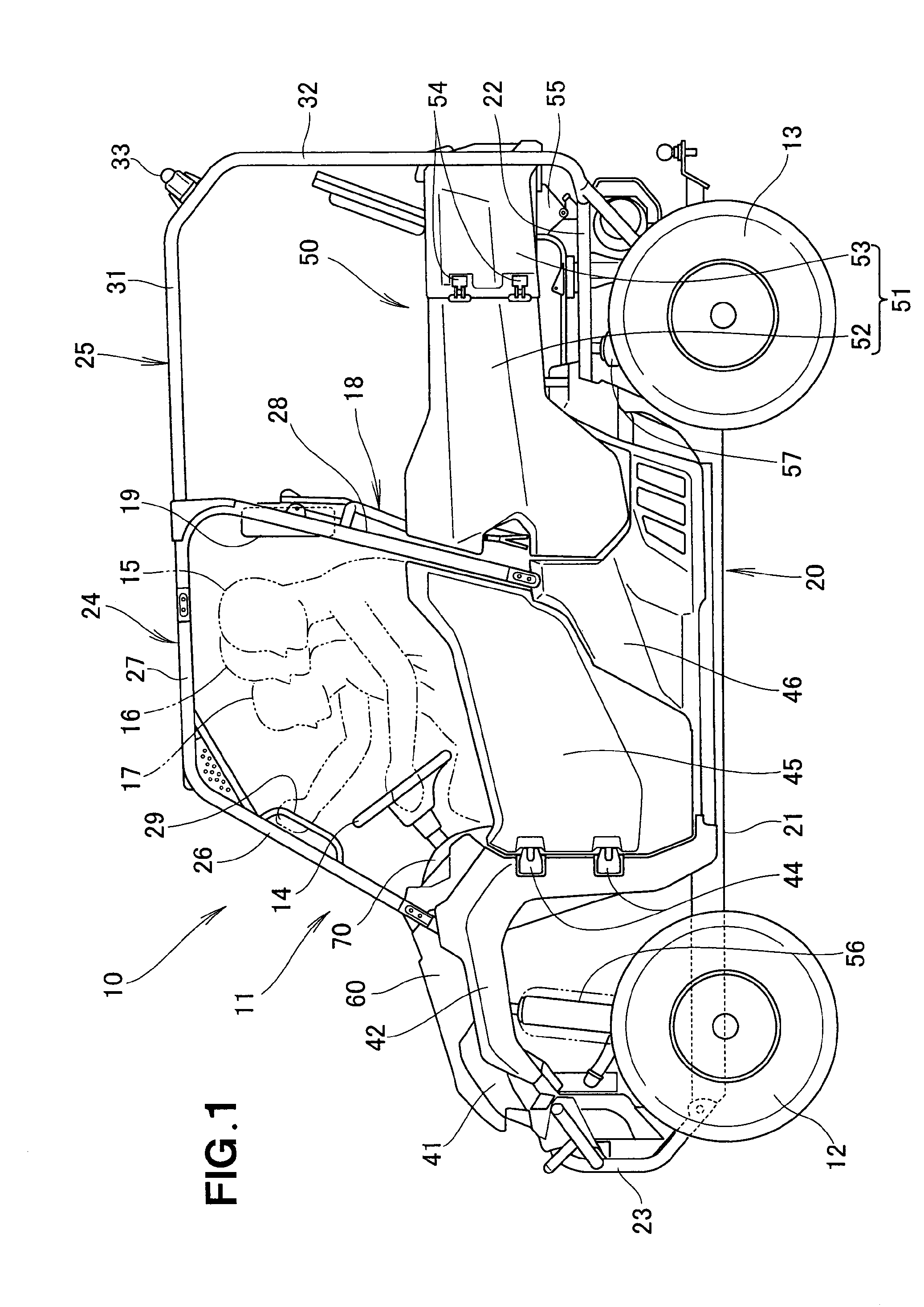 Hood structure for uneven terrain traveling vehicle