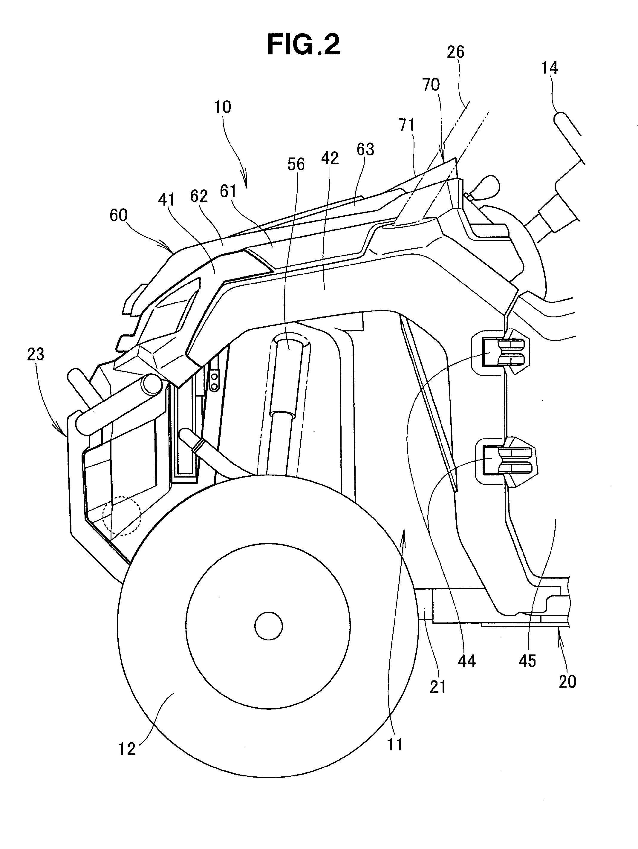 Hood structure for uneven terrain traveling vehicle