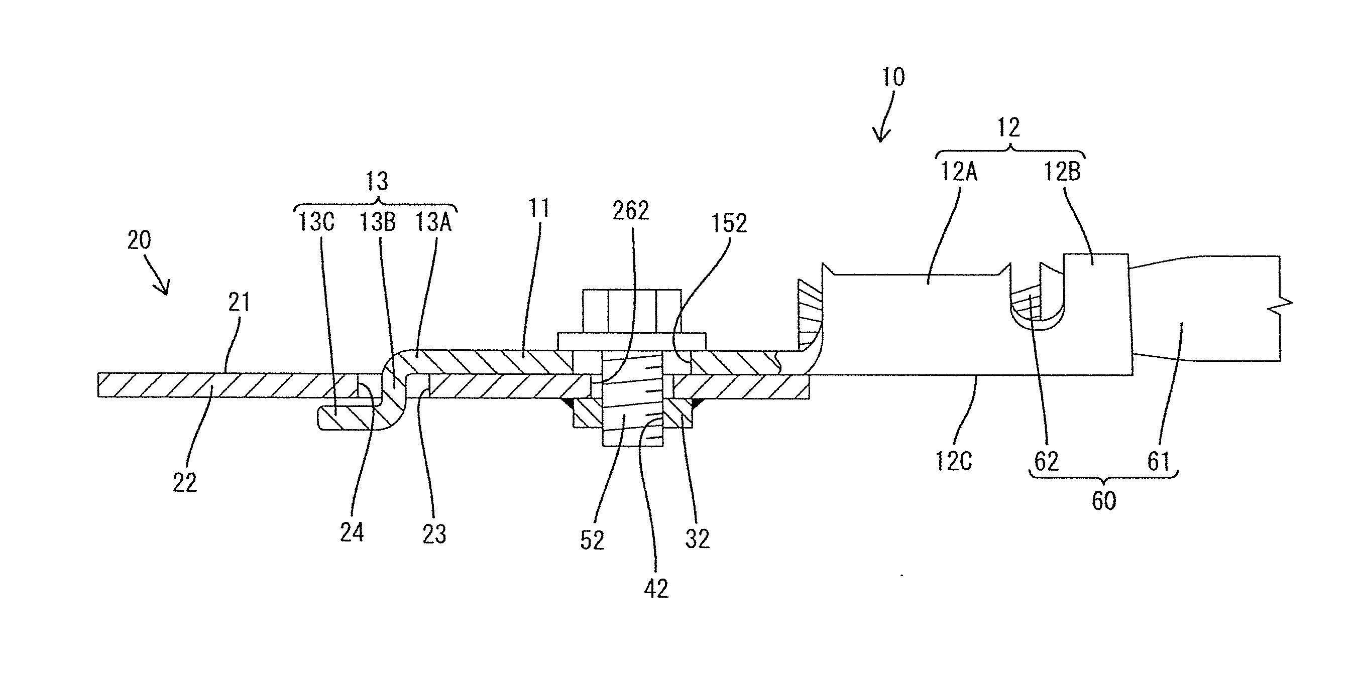 Connection structure for ground terminal fitting
