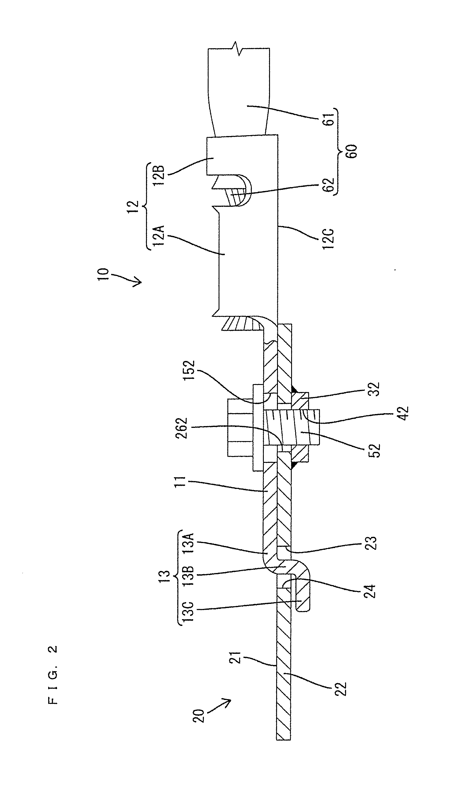 Connection structure for ground terminal fitting