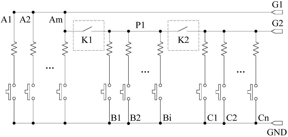 Key circuit and using method thereof, TV key panel, display device
