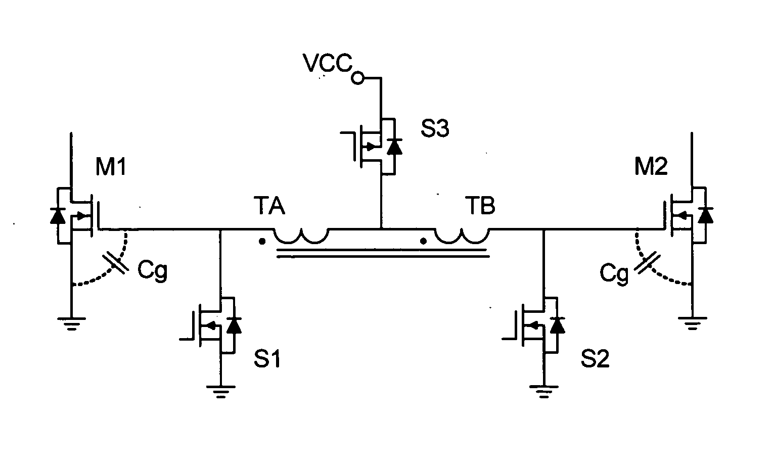 Resonant gate drive circuit with centre-tapped transformer