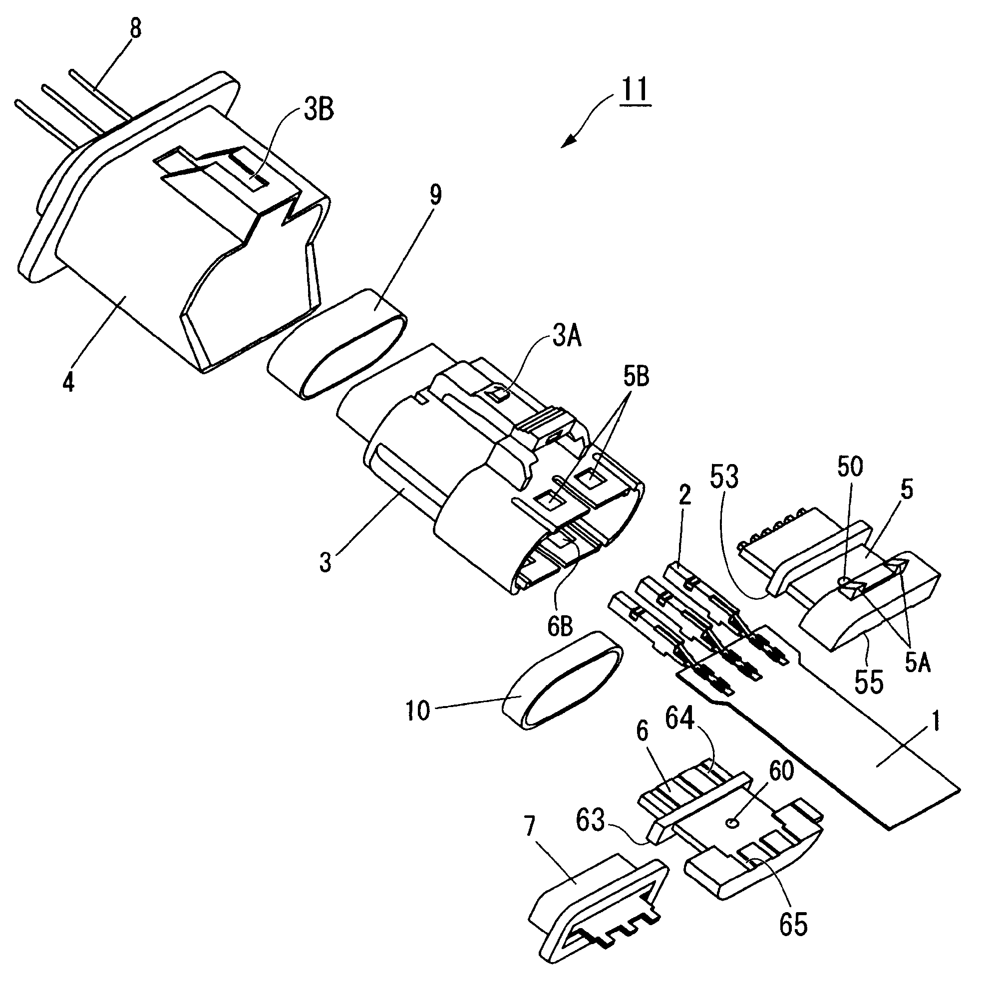 Waterproof connector for flexible substrate