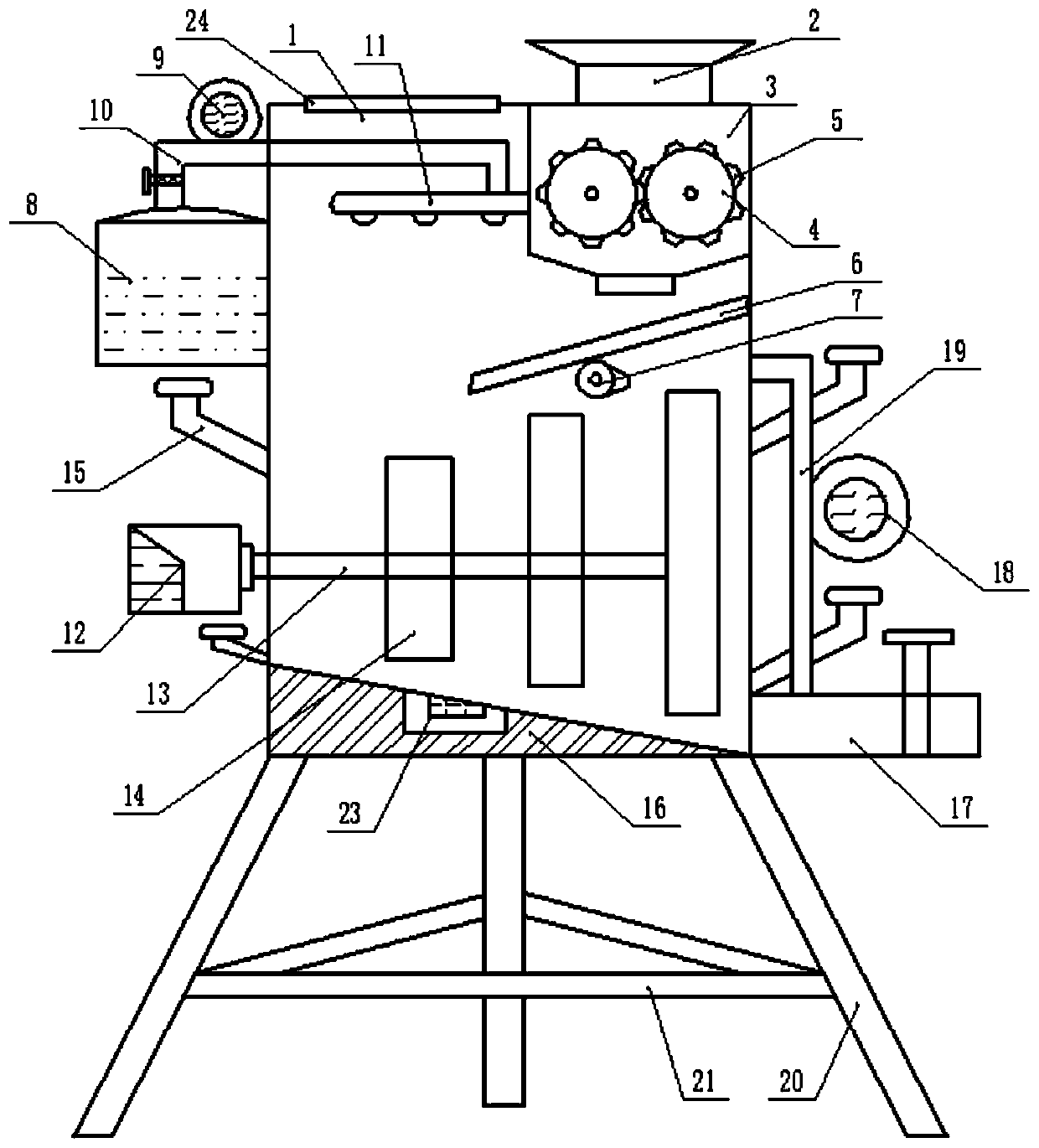 Safe preparation device for oil field water-based fracturing fluid
