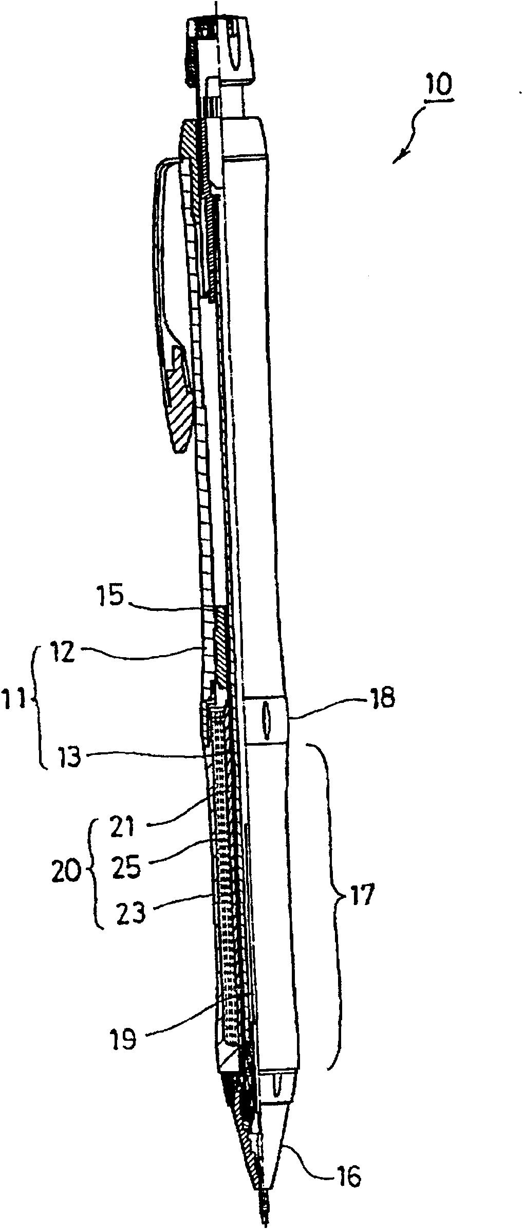 Grip structure of shaft tube and writing implement and applying implement provided with such grip structure of shaft tube