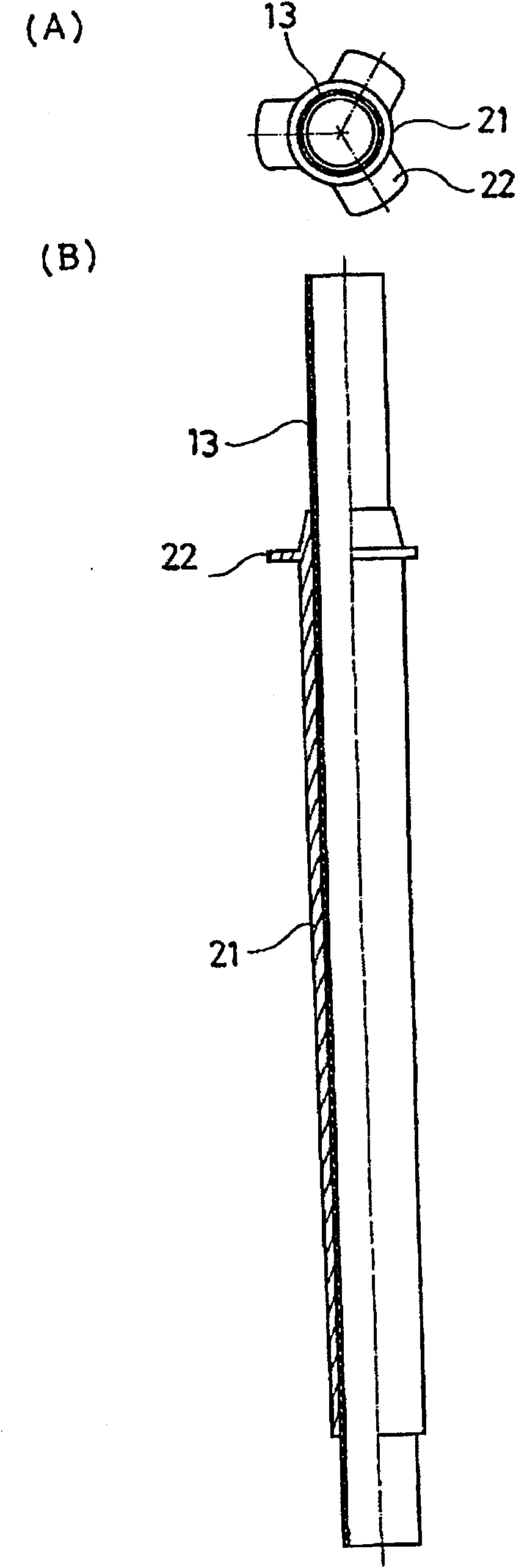 Grip structure of shaft tube and writing implement and applying implement provided with such grip structure of shaft tube