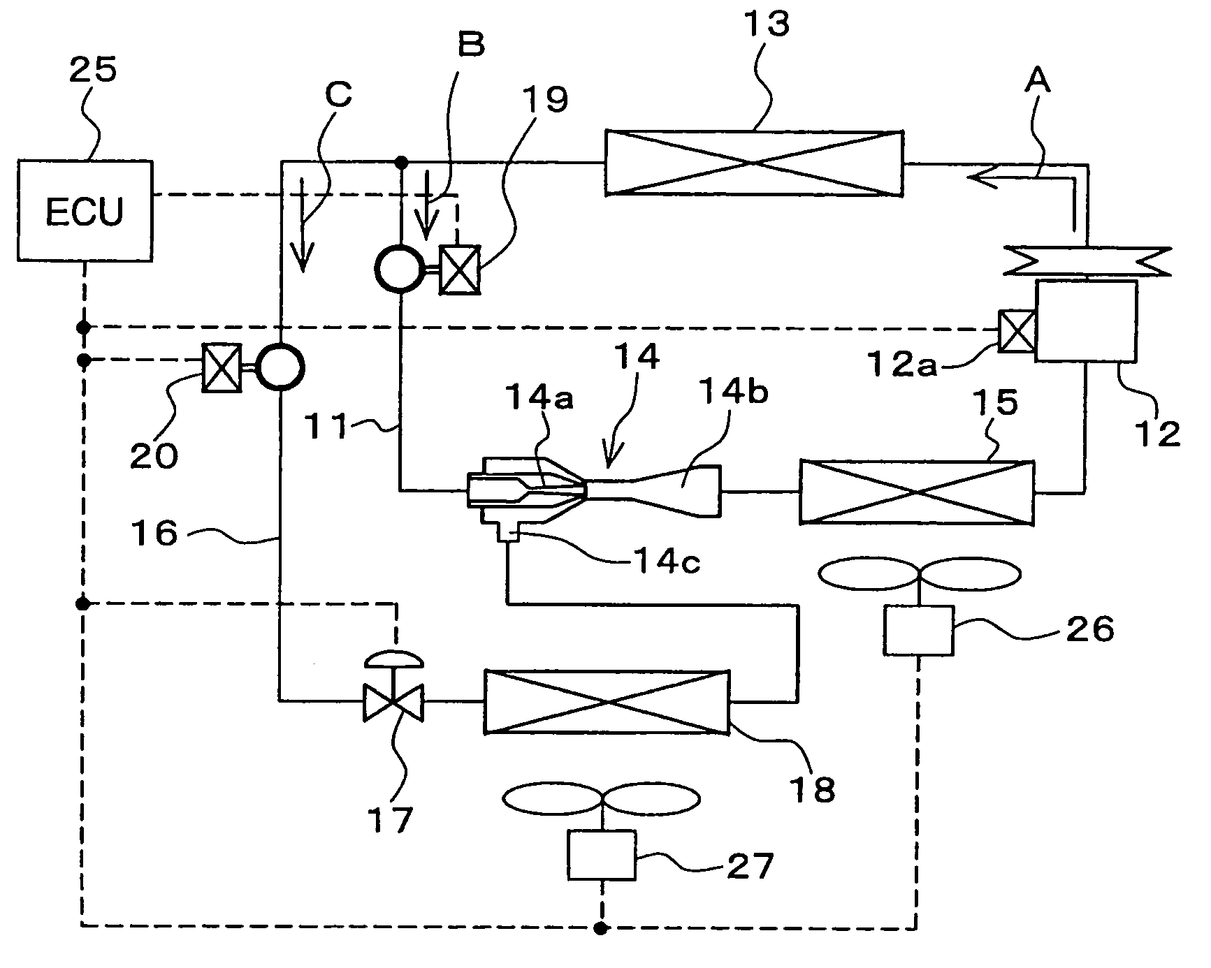 Ejector cycle having multiple evaporators