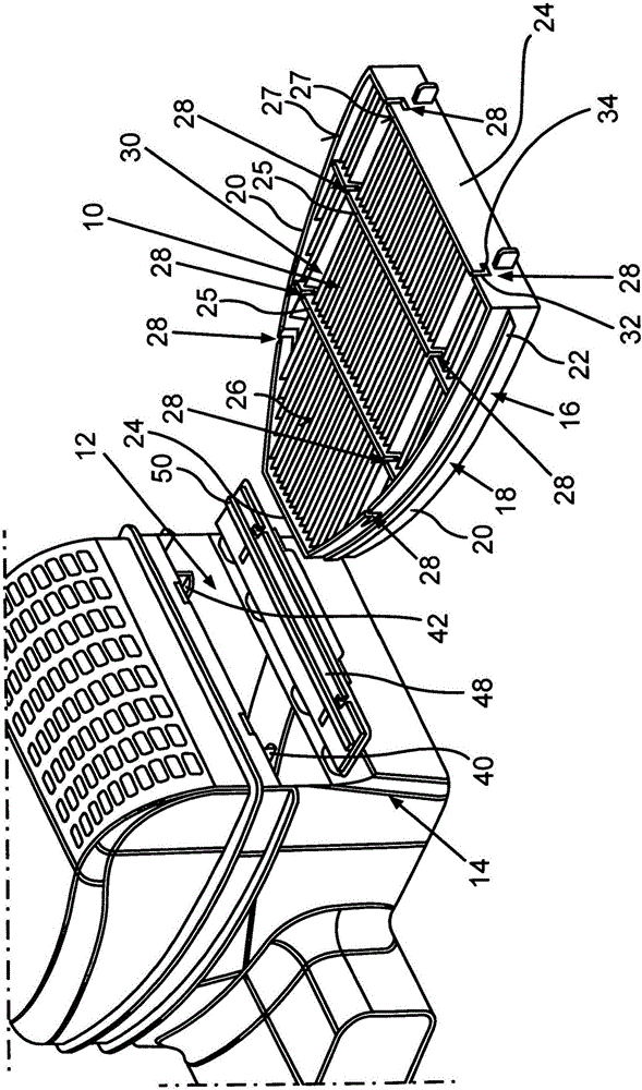 Air filter for ventilation device of motor vehicle