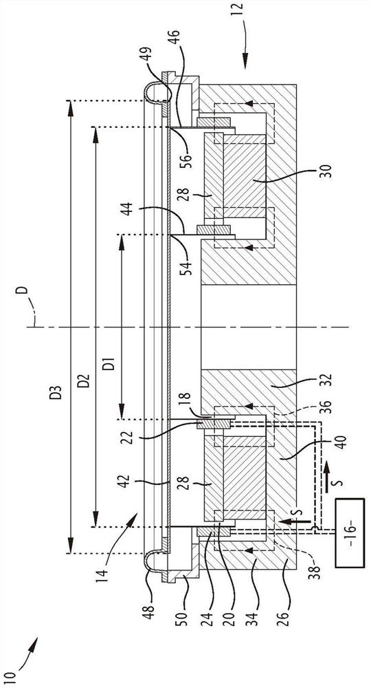Loudspeaker comprising a rigid membrane connected to at least two coils