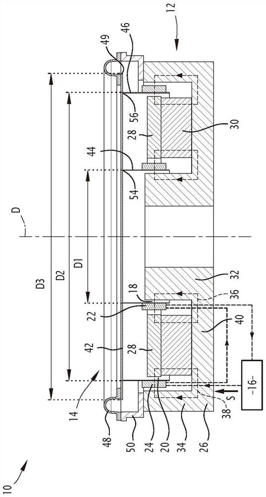 Loudspeaker comprising a rigid membrane connected to at least two coils