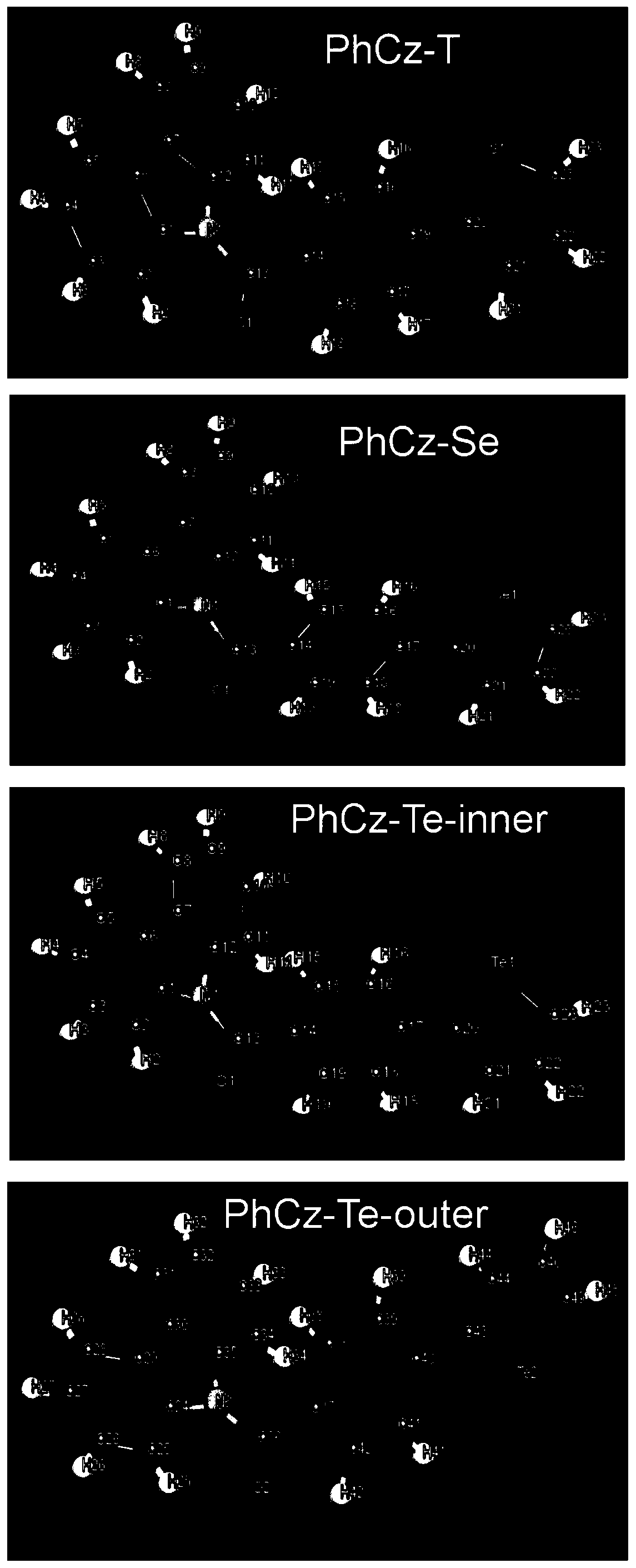 Synthesis and photoelectric performance research of carbazole room-temperature phosphorescent material containing S/Se/Te heavy atoms