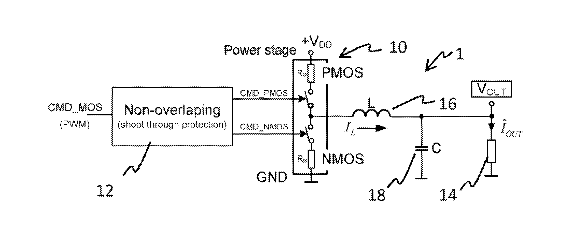 Absolute value current-sensing circuit for step-down dc-to-dc converters with integrated power stage