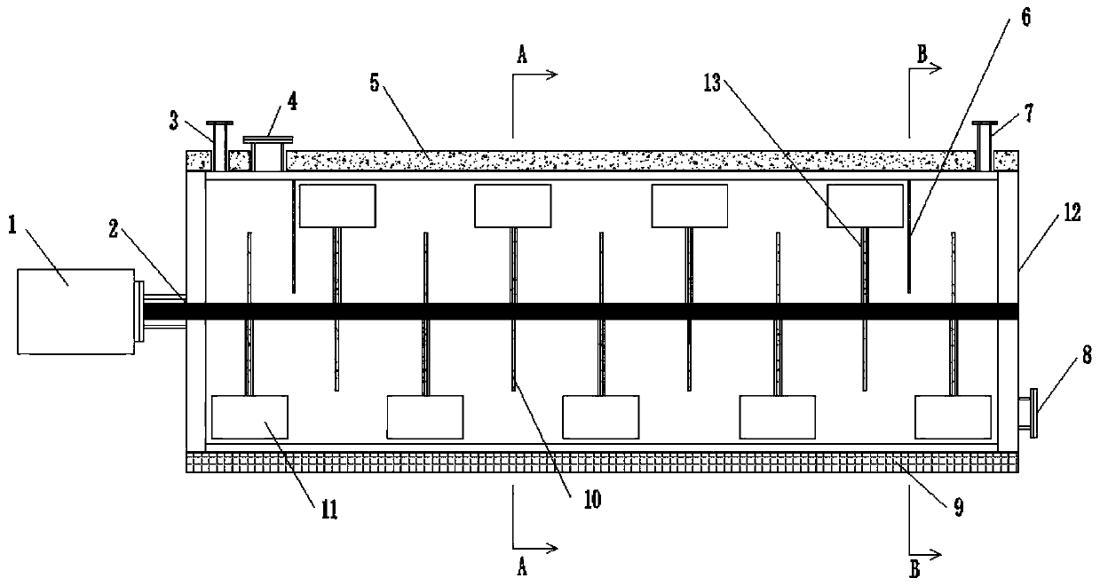 A horizontal gas-solid reactor