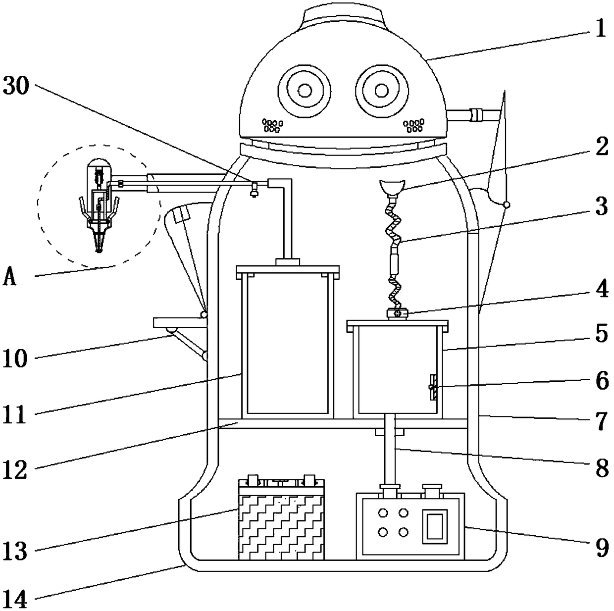 Medical robot with liquid nitrogen treatment and auxiliary oxygen supply functions