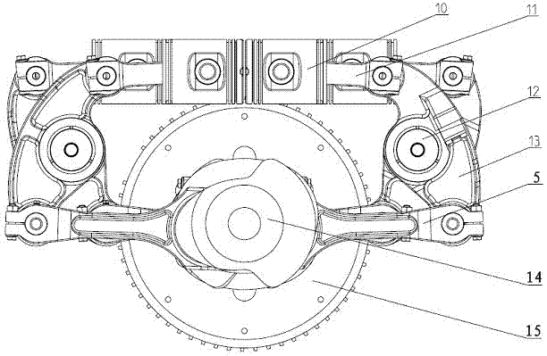 Connecting rod of two-stroke diesel engine with opposed pistons