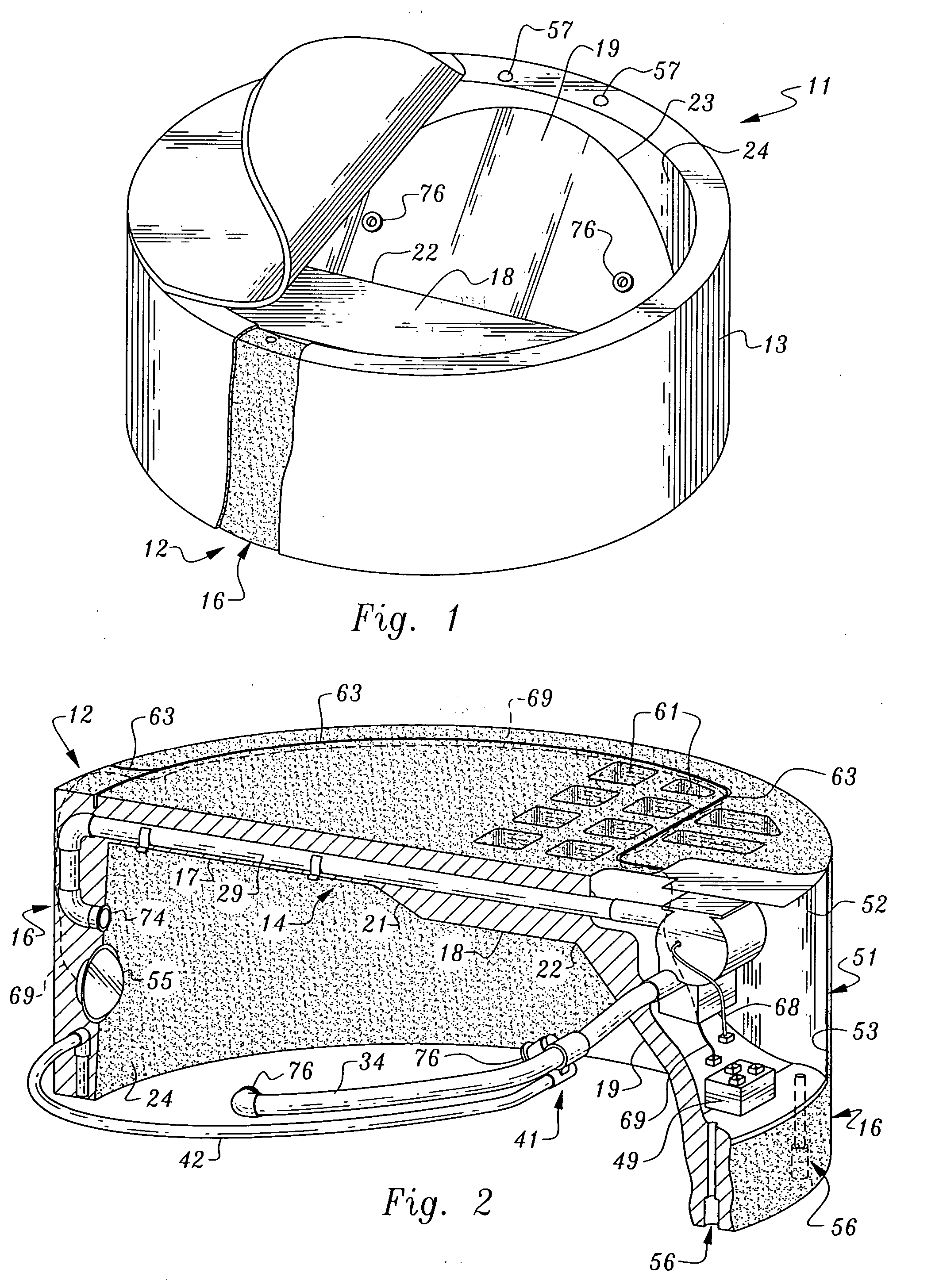 Spa with integrally molded working components and method for making same