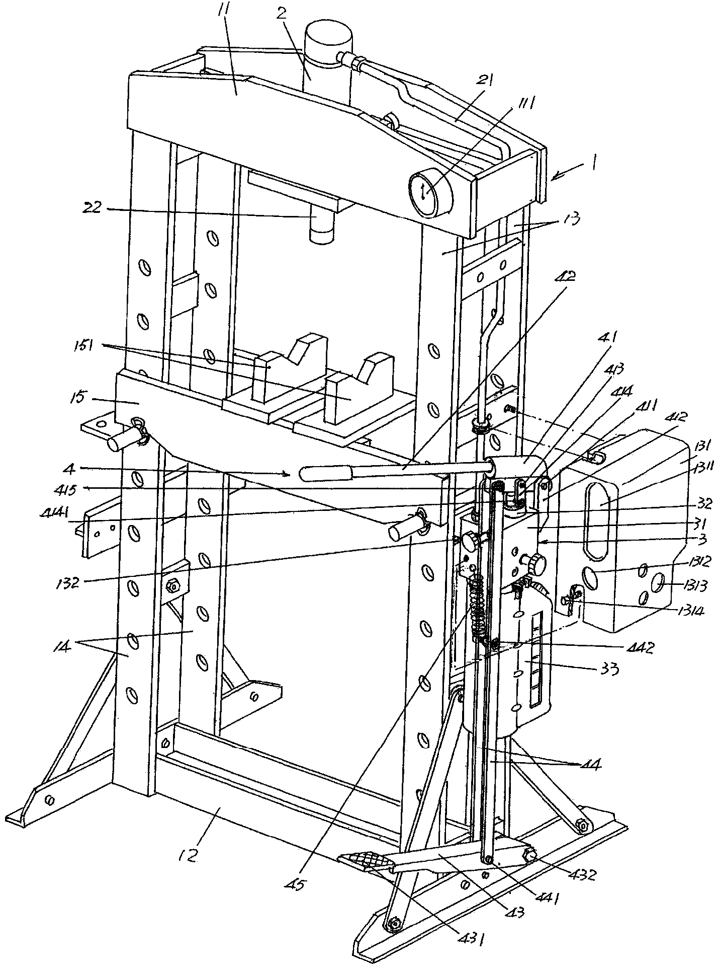 Hydraulic power pack structure of hydraulic press of jack