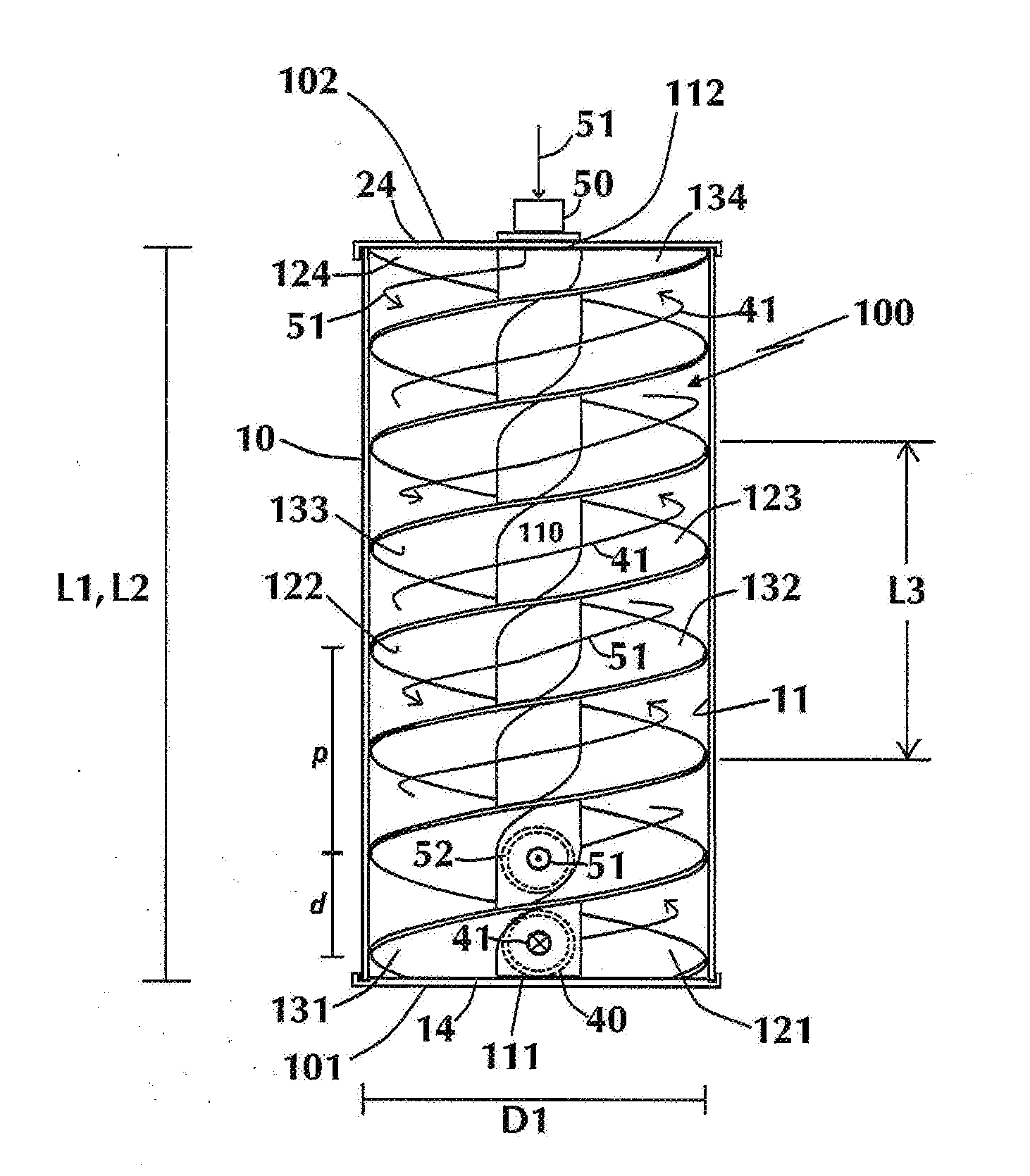 Counterflow helical heat exchanger