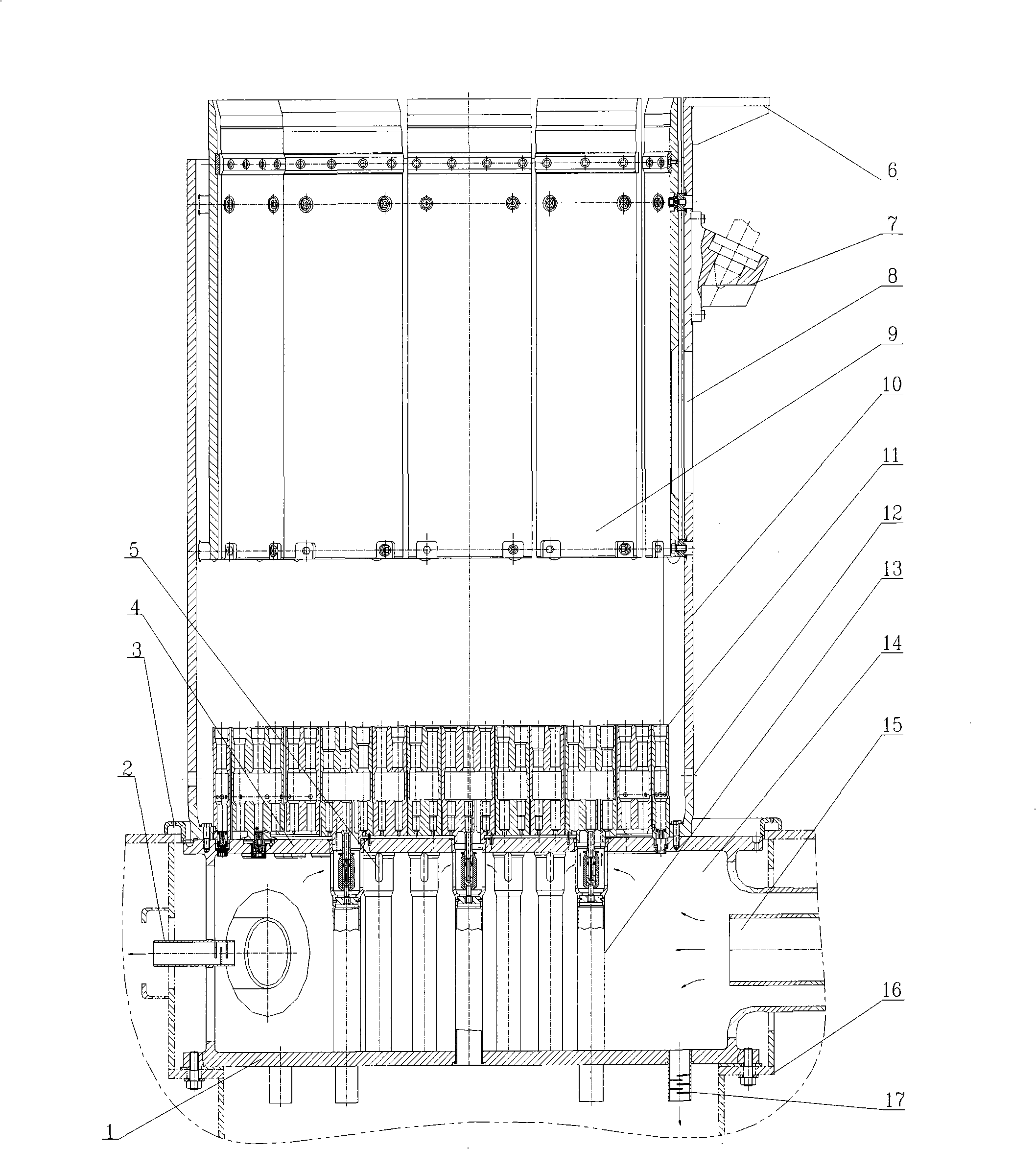 Reactor core support construction of pool type sodium-cooled fast reactor