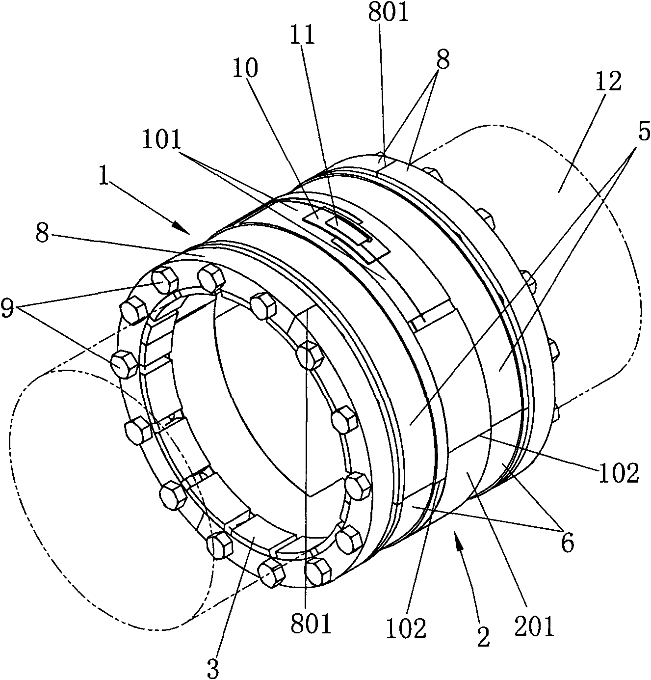 Non-plug-in shaft torque measuring device