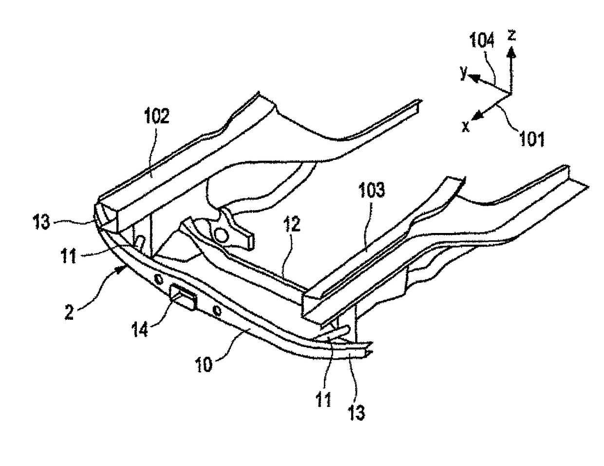 Device for generating an impulse acting on a vehicle in a transverse ...