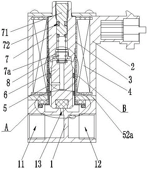 Proportional electromagnetic valve used for treating tail gas through solid ammonia