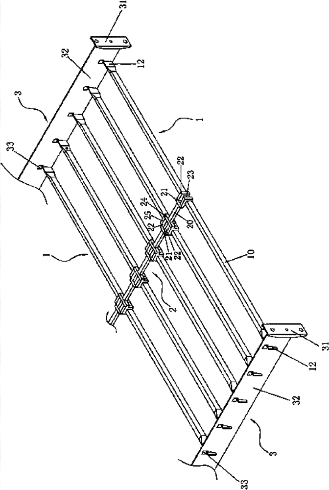 Fixed device of horizontal blocking rod of combined bedstead