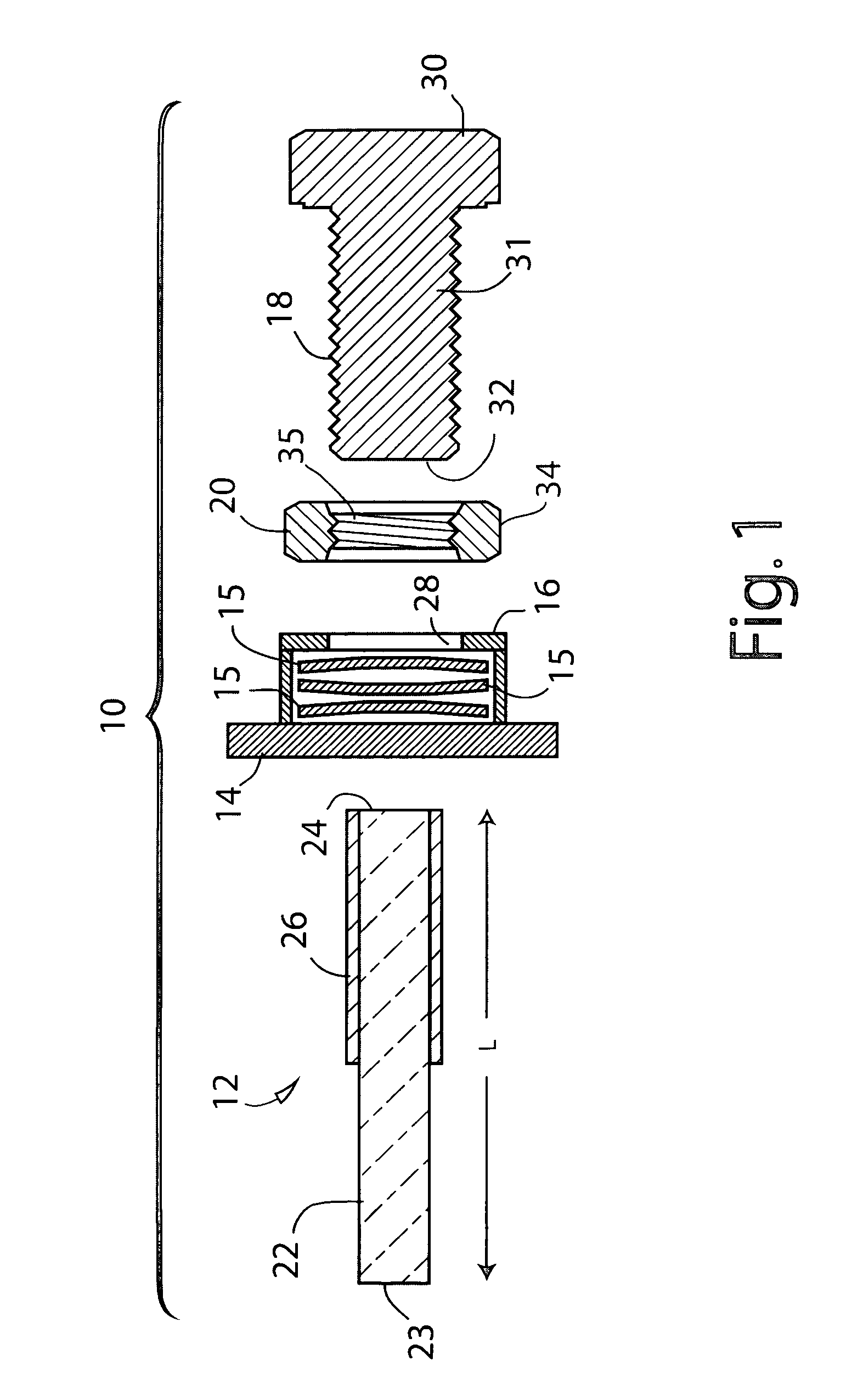 Compressive rod assembly for molten metal containment structure