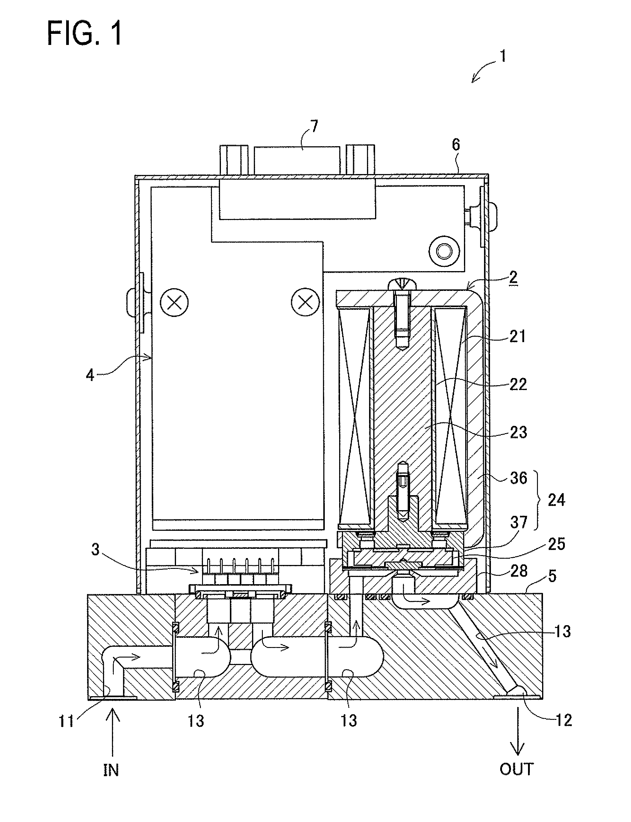 Flow rate controller and proportional electromagnetic valve