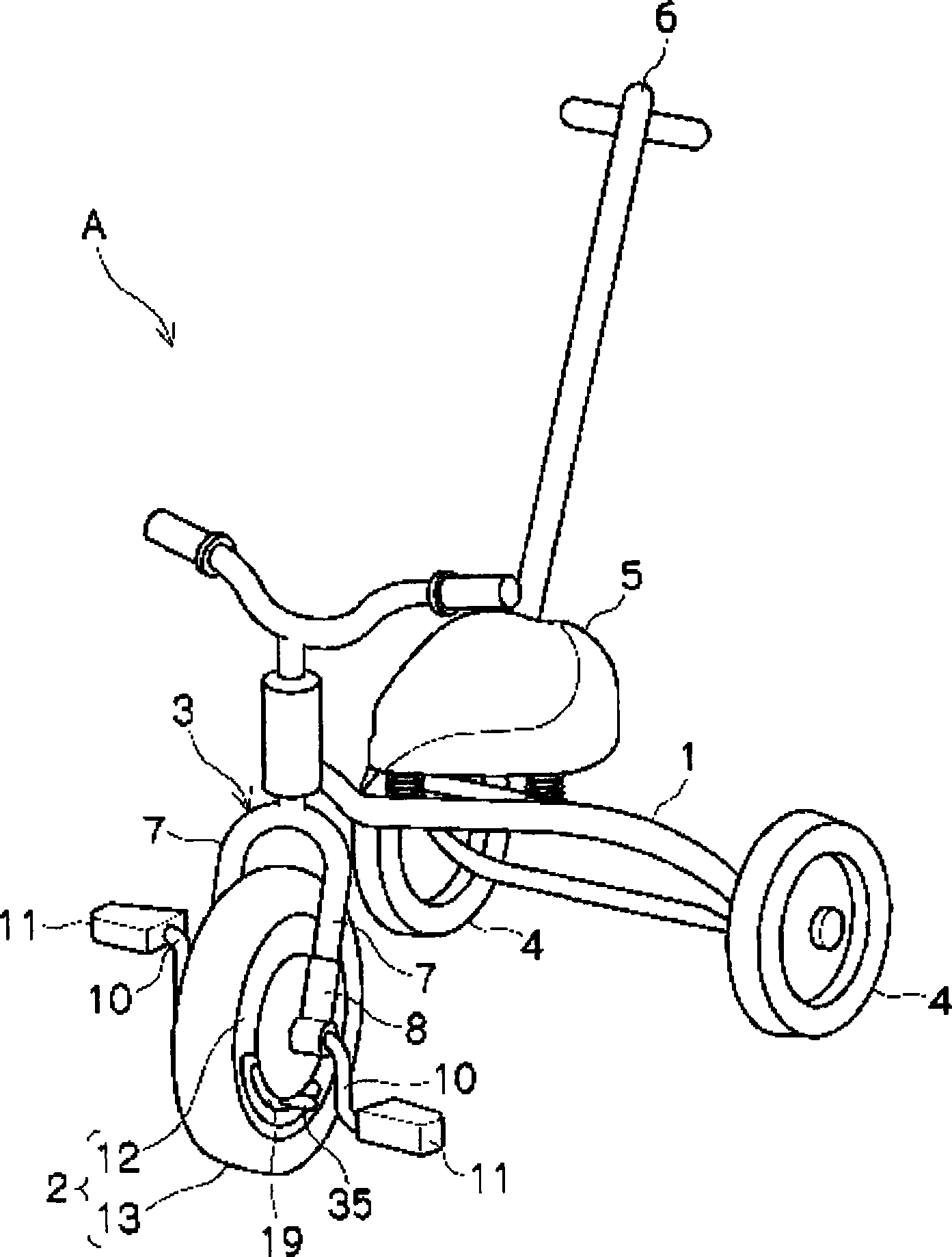 Driving mechanism for baby tricycle and baby tricycle