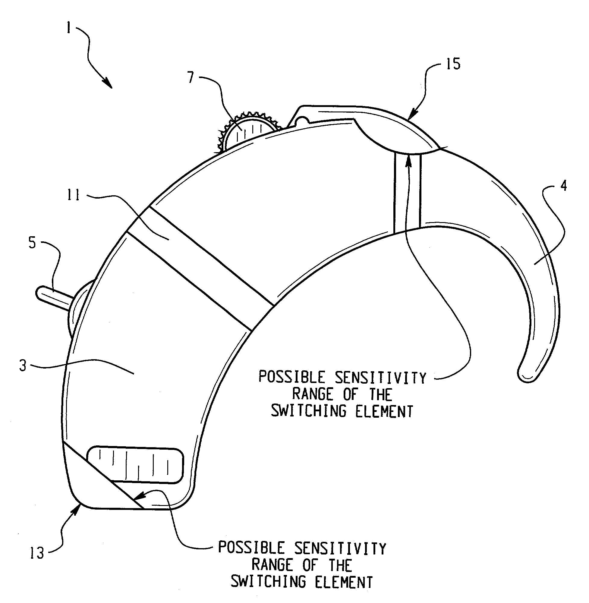 Behind-the-ear housing functioning as a switch