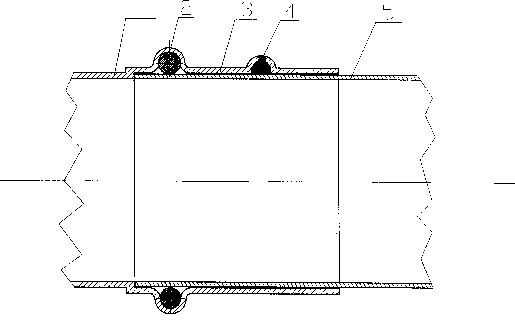 Injecting glue type connection method for sealing stainless steel pipe in thin wall