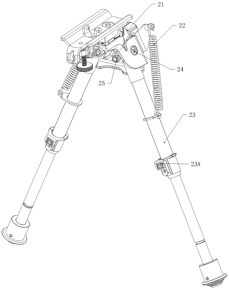 Bipod capable of achieving tube back end compression ejection
