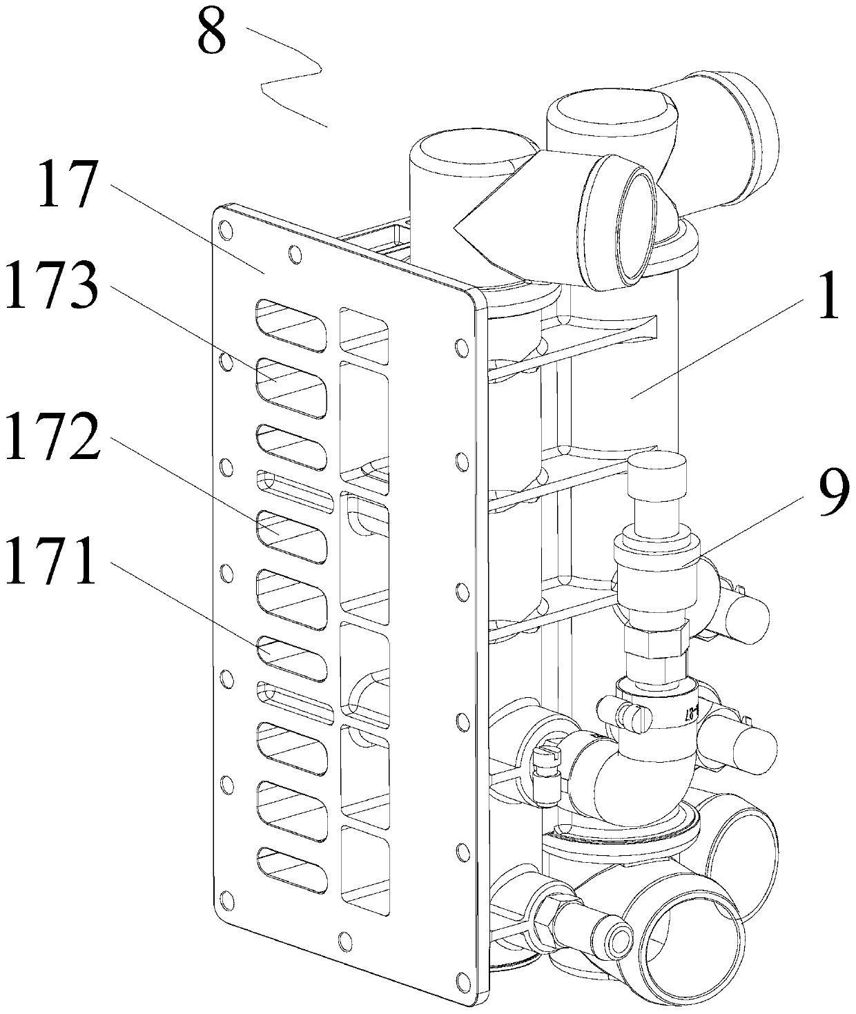 Electric pile gas-liquid distribution device and fuel cell applying same
