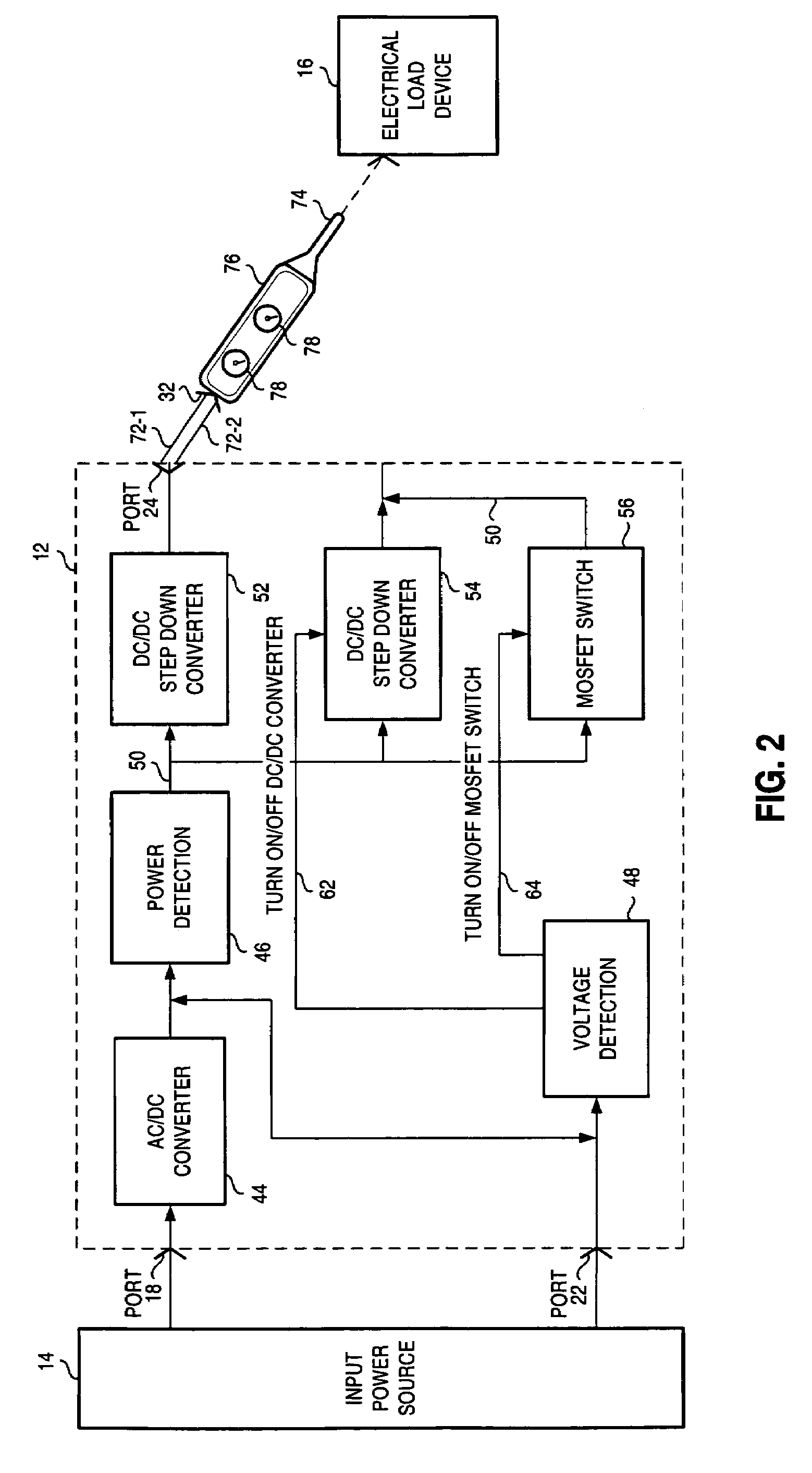 Apparatus, and associated method, for converting electrical power into form for powering a load device