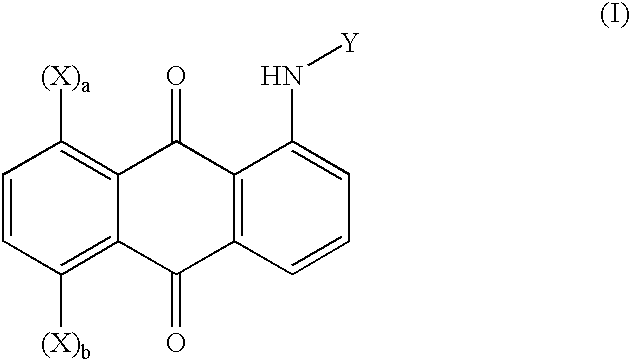 Polymeric 1,5- or 1,8-disubstituted anthraquinone-derivative colorants and articles comprising such colorants
