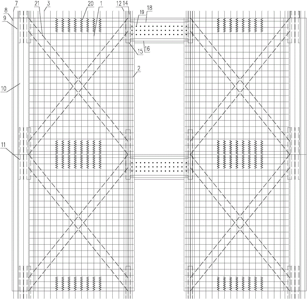Prefabricated assembling type composite plate type concrete double-connection shear wall with hidden supports