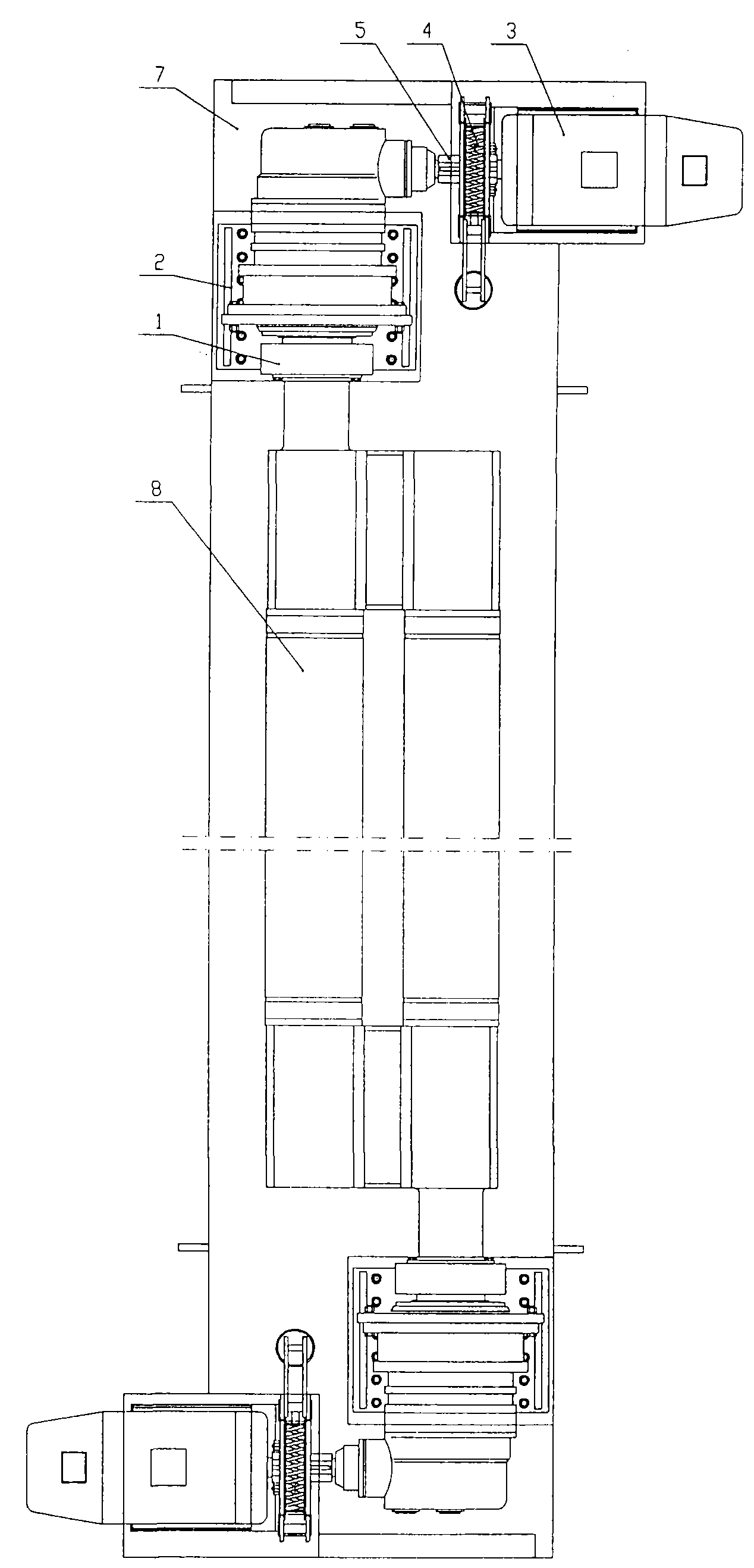 Bottom working roll transmission device of super wide lapping machine